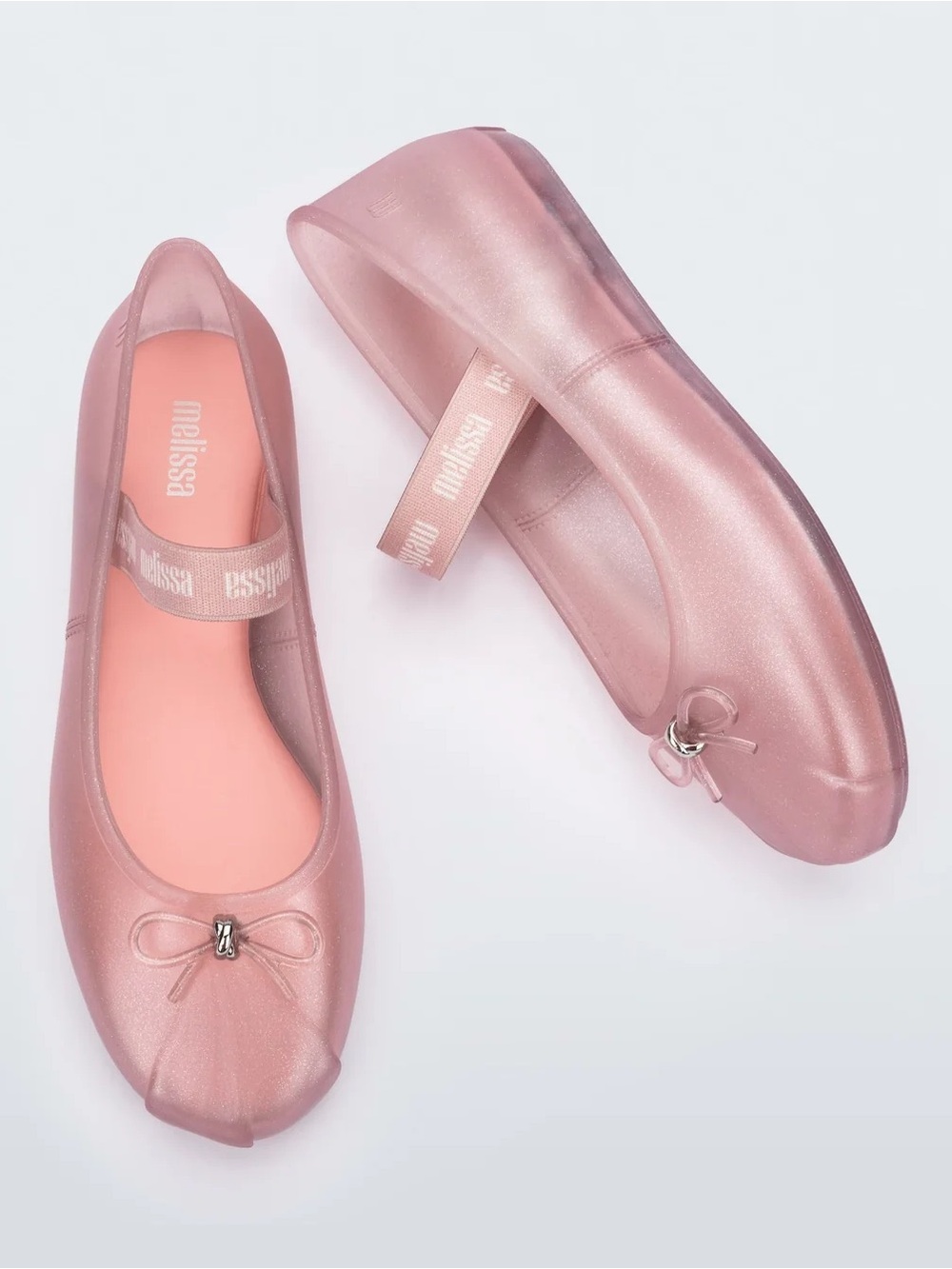 NIB Melissa Pink Jelly Ballet Flats with Logo Strap size 9